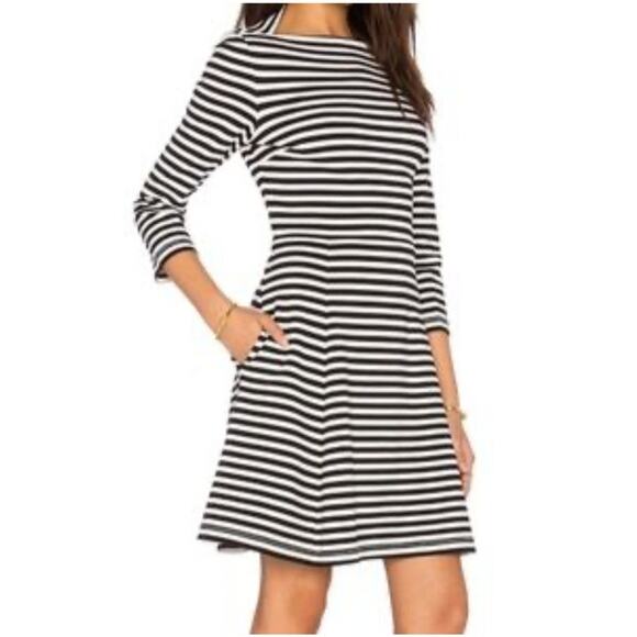 Kate Spade Broome Street Black & White Stripe Mini Dress Size Small - Picture 1 of 8